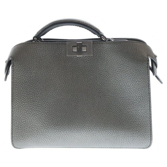 FENDI Peekaboo Iseeu Gray Leather Bag Crossbody - Picture 1 of 6